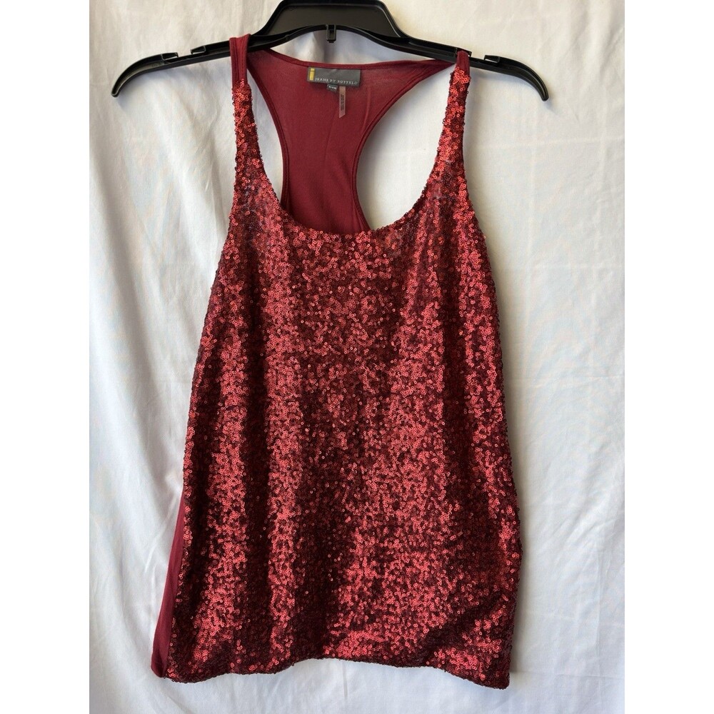 Jeans By Buffalo Sexy Cute Top Women's Size Small Red Sequin Tank Racer-back